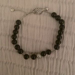 David Yurman men's onyx bead adjustable bracelet with diamond bead. Never worn